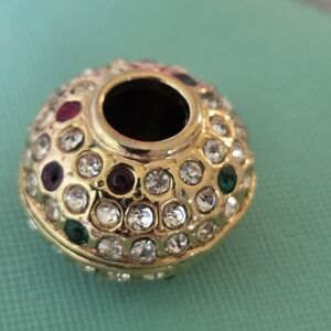 Vintage Sphere Pendant Swarovski Crystal Over Gold Plate Quality Metal